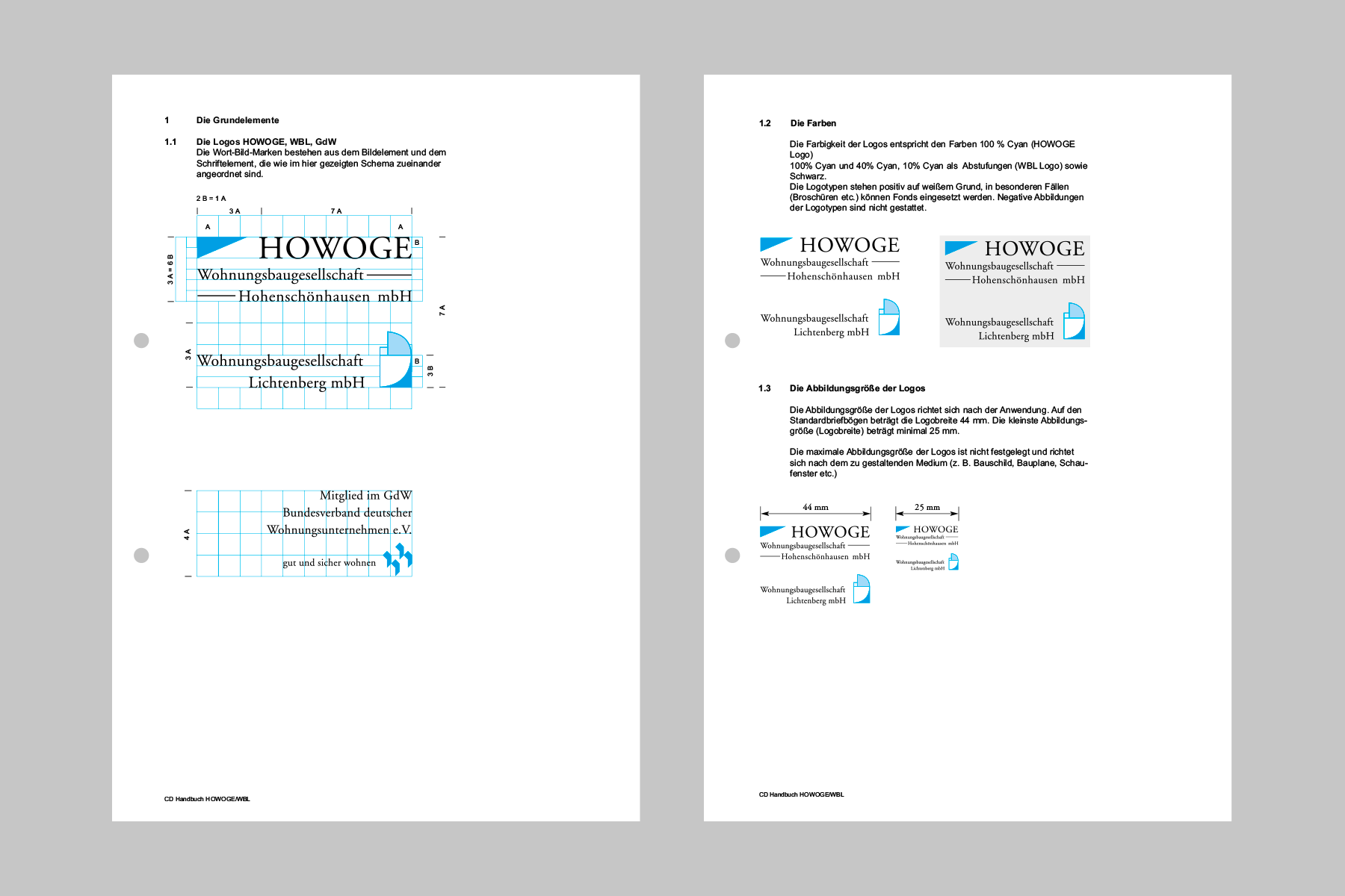 Wohnungsbaugesellschaft HOWOGE CD-Manual, Grundelemente hans schumacher projektgrafik